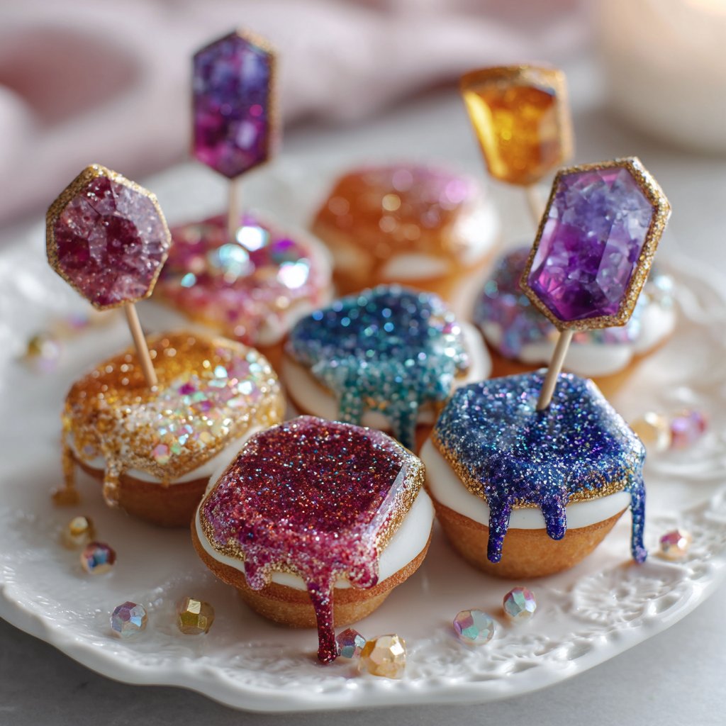 Glittery Gemstone Cupcake Toppers