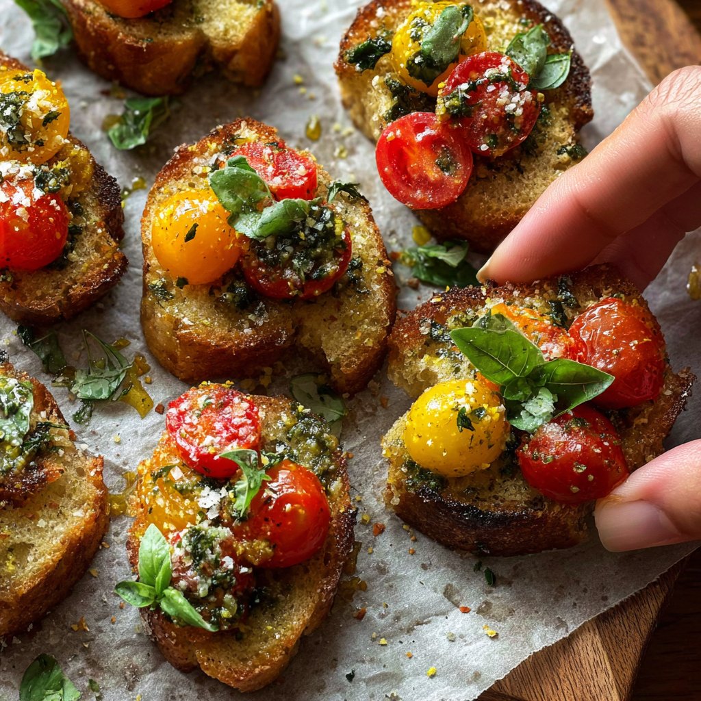 Lemon Basil Bruschetta Bites