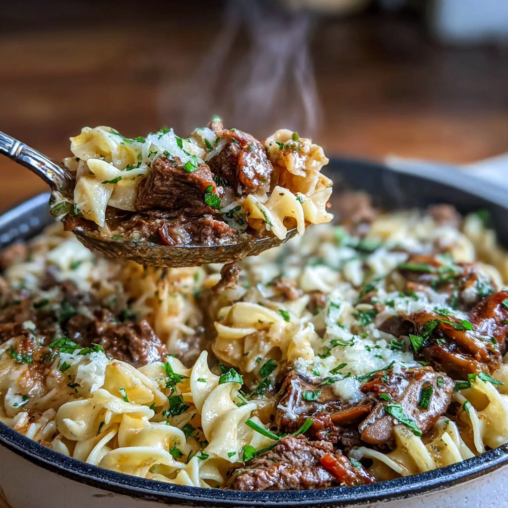 One Pot Beef Stroganoff
