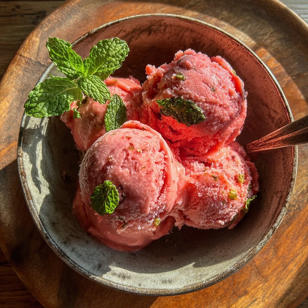 Strawberry Mint Sorbet Surprise